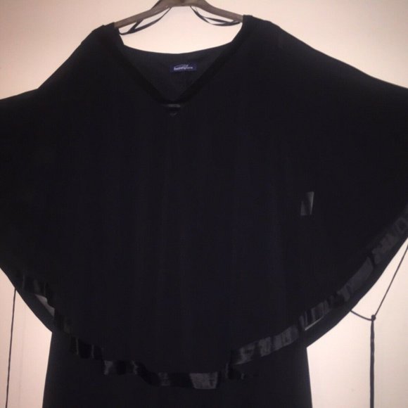 PENNINGTON Drapped Plus Size Long Black Dresses - Picture 3 of 7